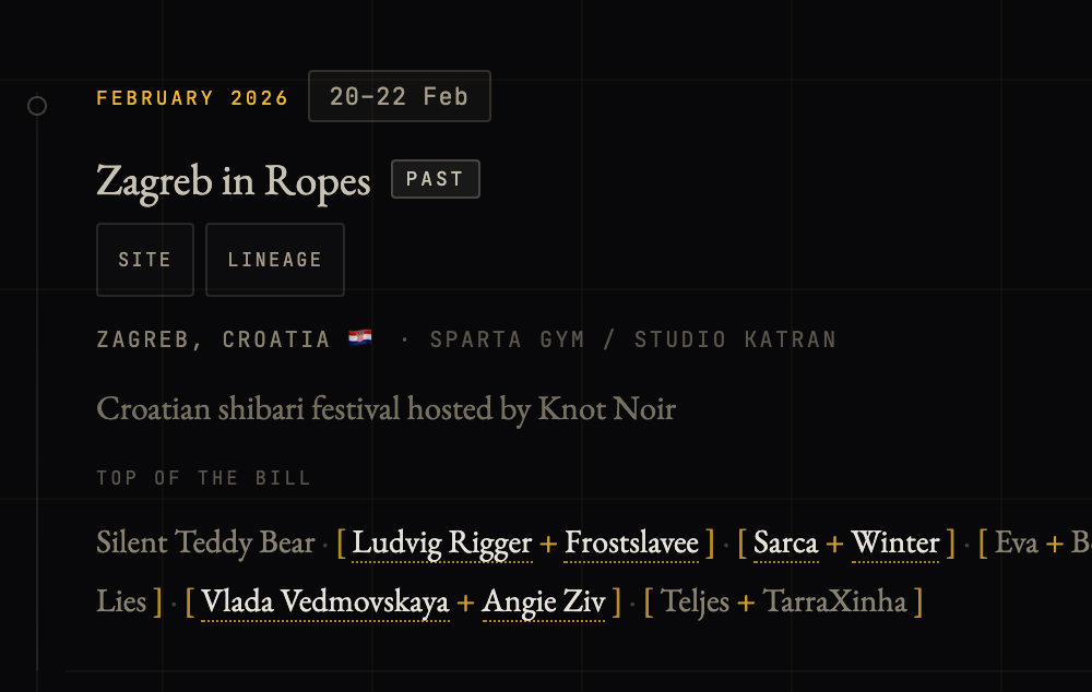 Screenshot of the events schedule