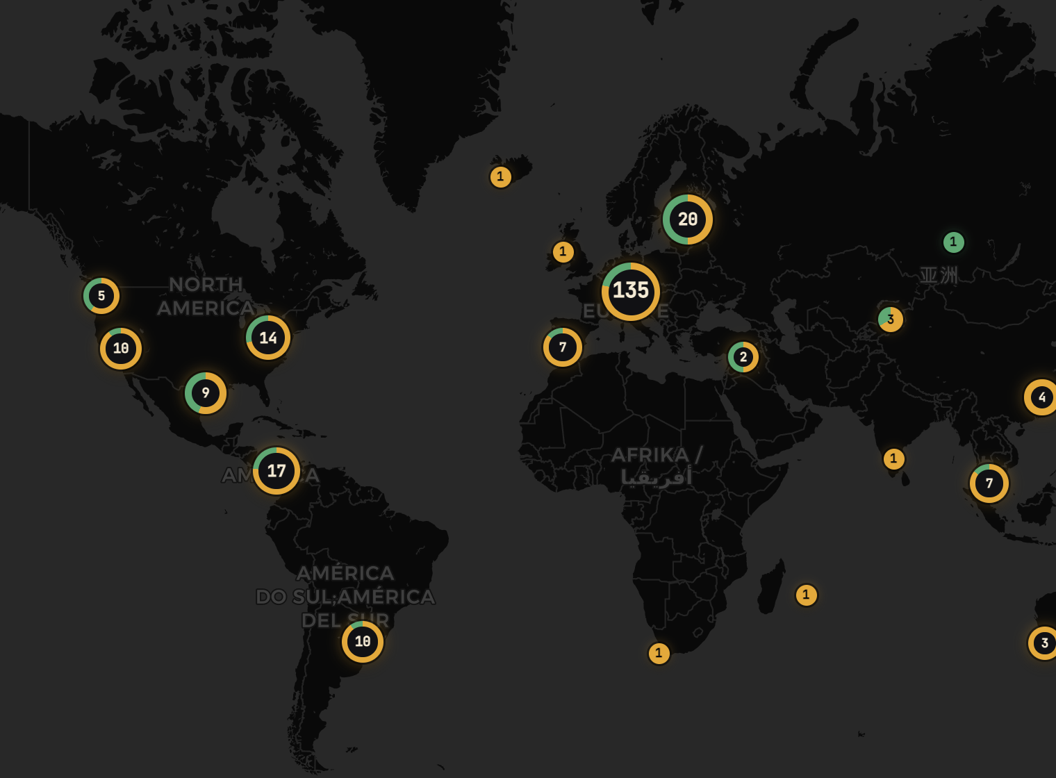 Screenshot of the world map view